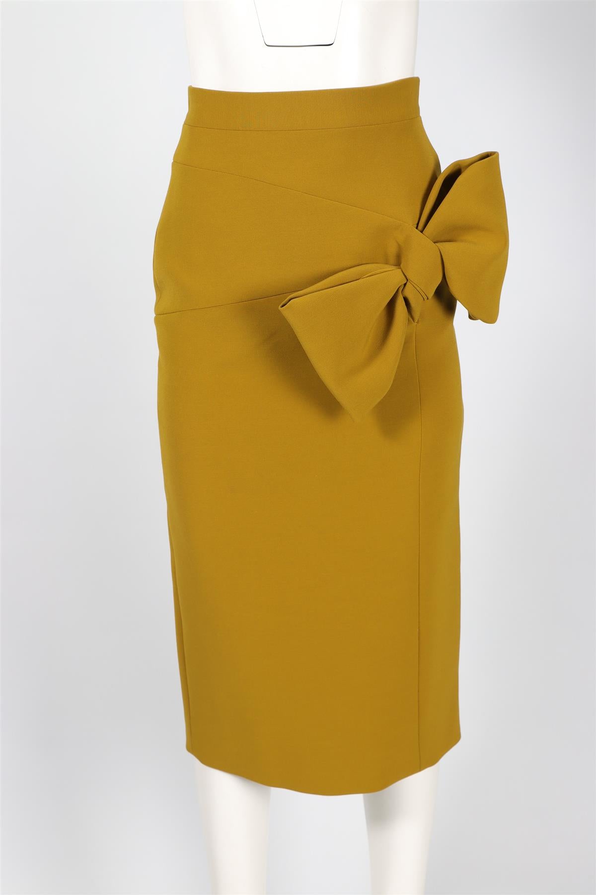 ROKSANDA GREEN CREPE MIDI SKIRT UK 8
