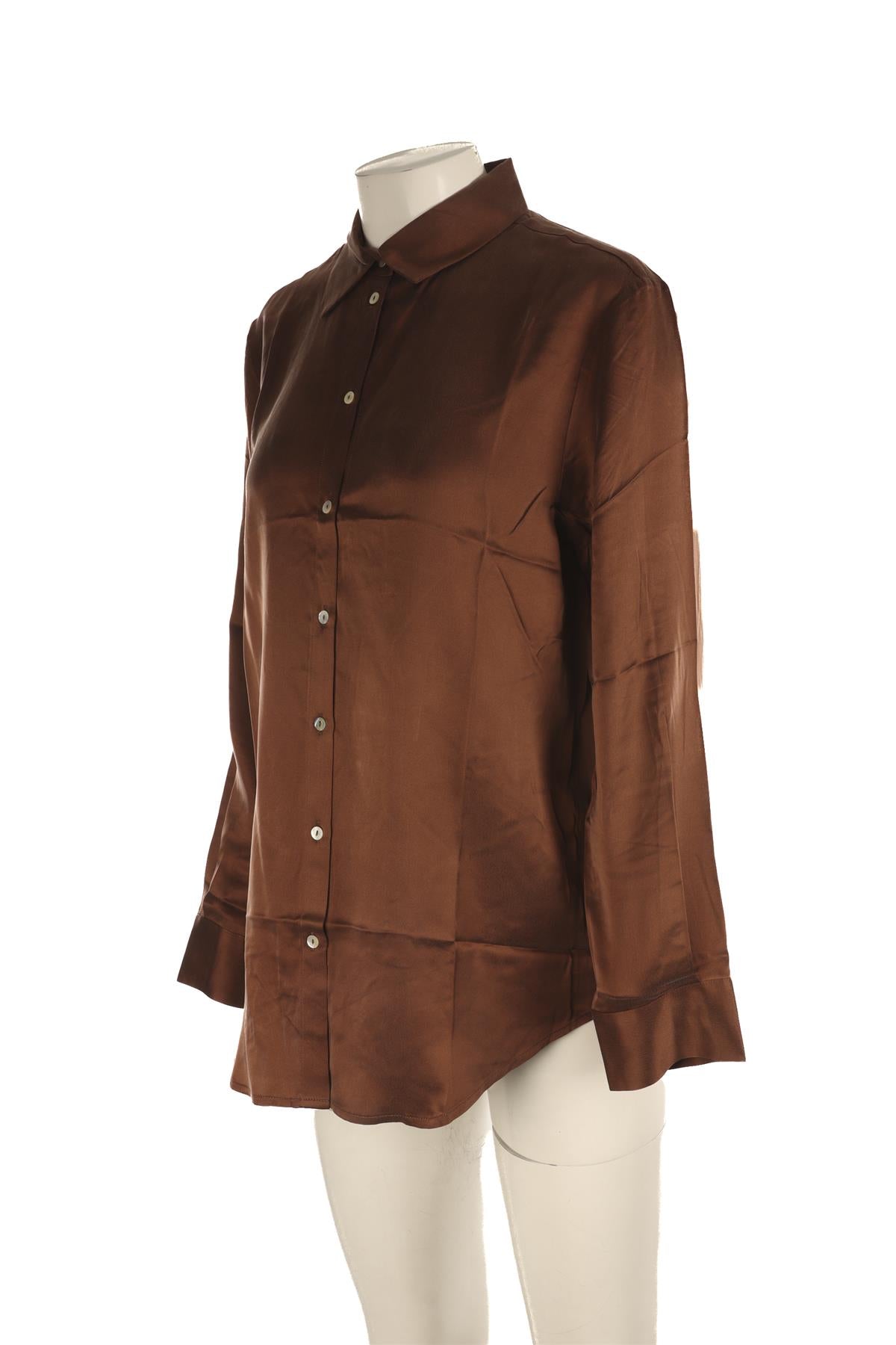 THE CONDO + ASCENO BROWN SILK SHIRT SMALL