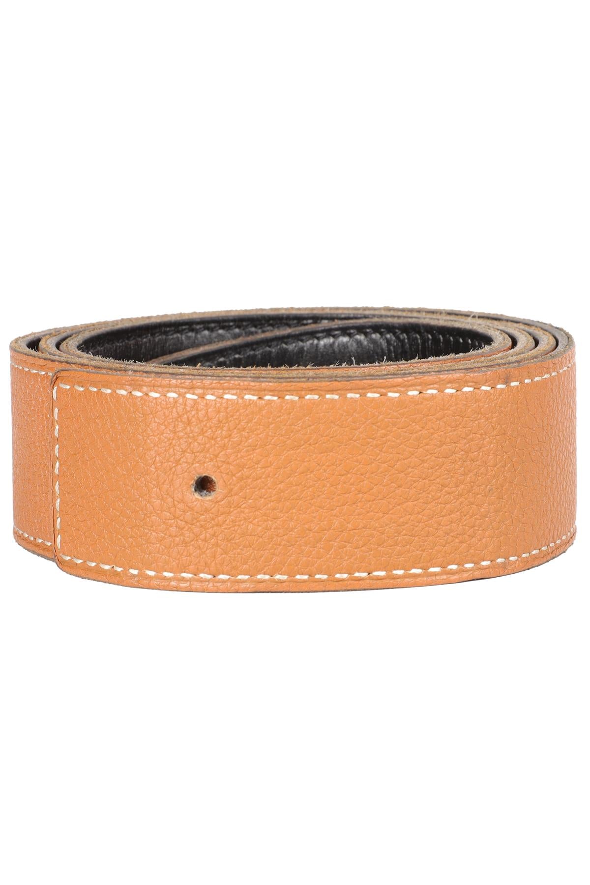HERMÈS BROWN AND BLACK 2007 32 MM LEATHER BELT STRAP