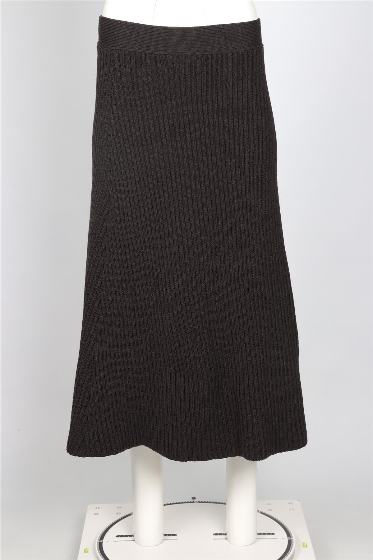 BOTTEGA VENETA BROWN WOOL MIDI SKIRT MEDIUM