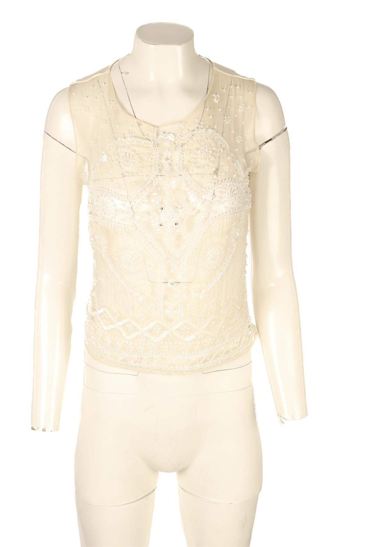 VALENTINO CREAM VINTAGE WOOL TOP MEDIUM