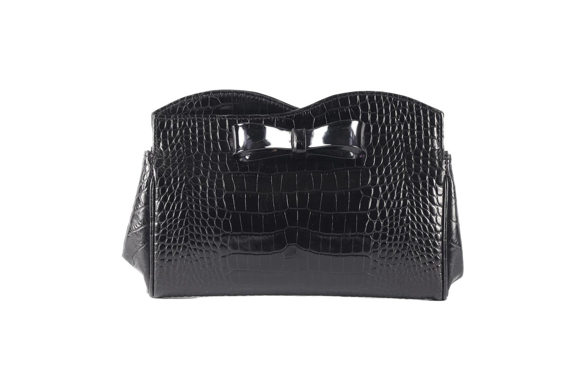EMPORIO ARMANI BLACK LEATHER CLUTCH
