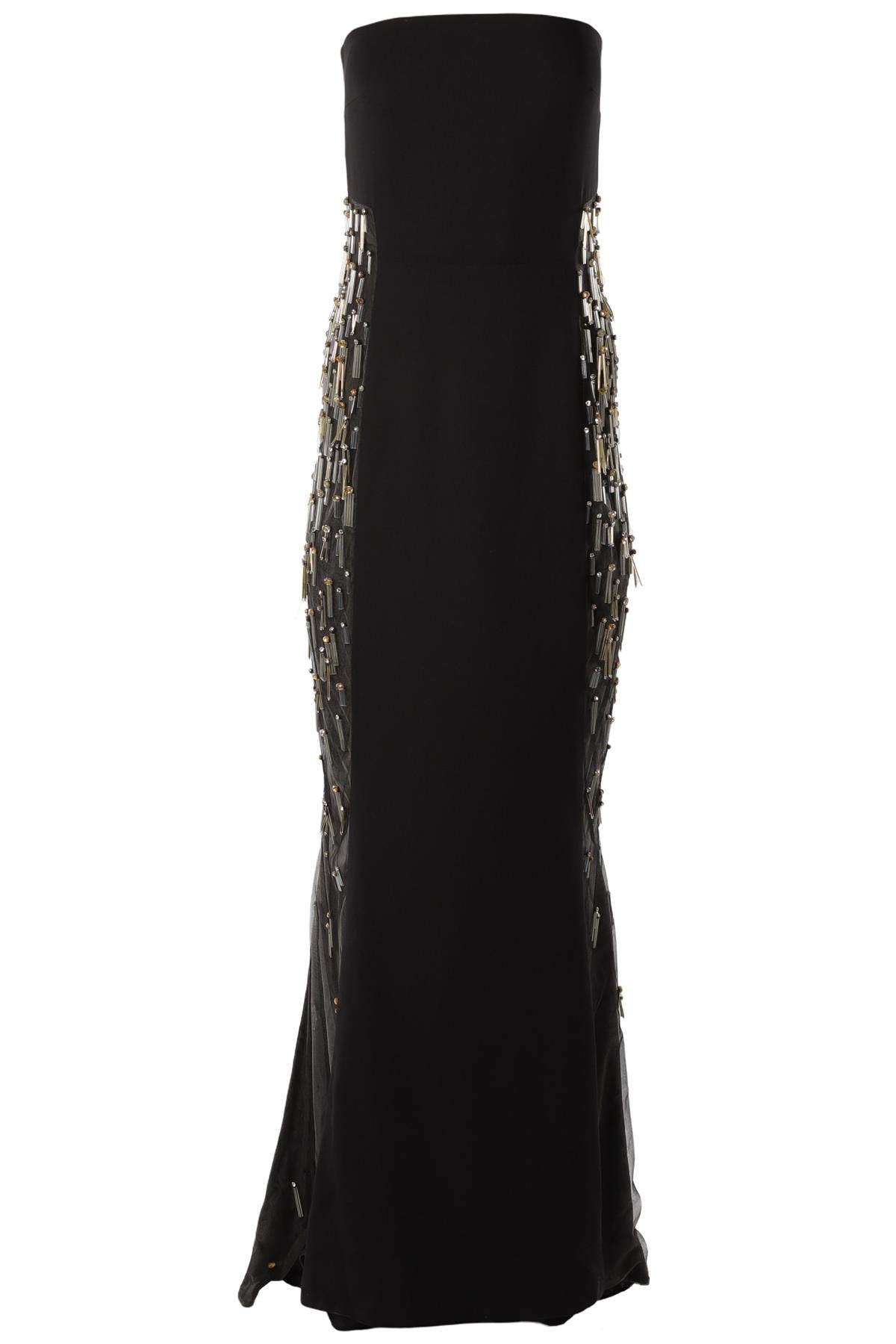 REEM ACRA BLACK SILK GOWN US 8 UK 12