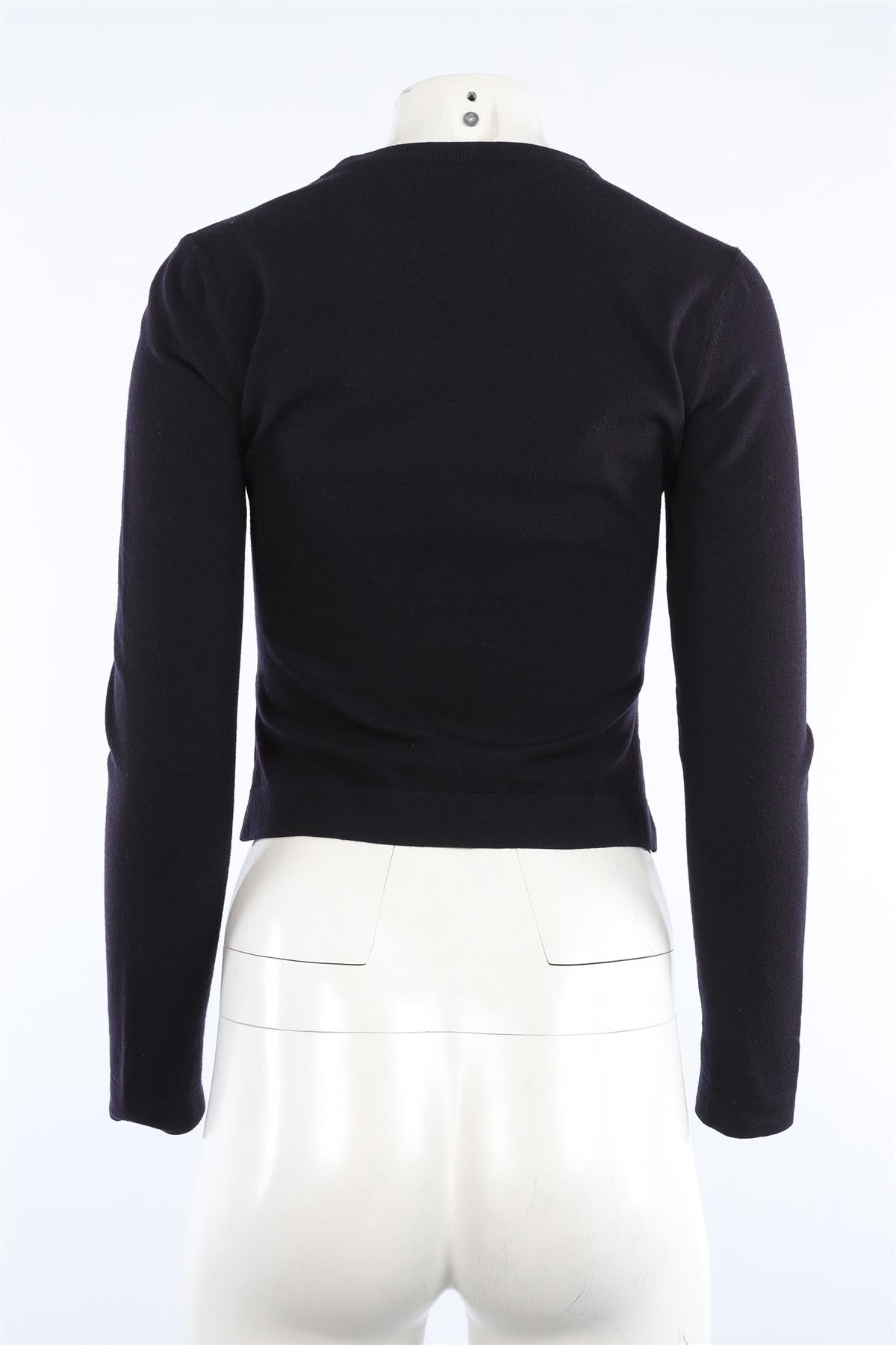 ALAÏA NAVY WOOL CARDIGAN FR 38 UK 10