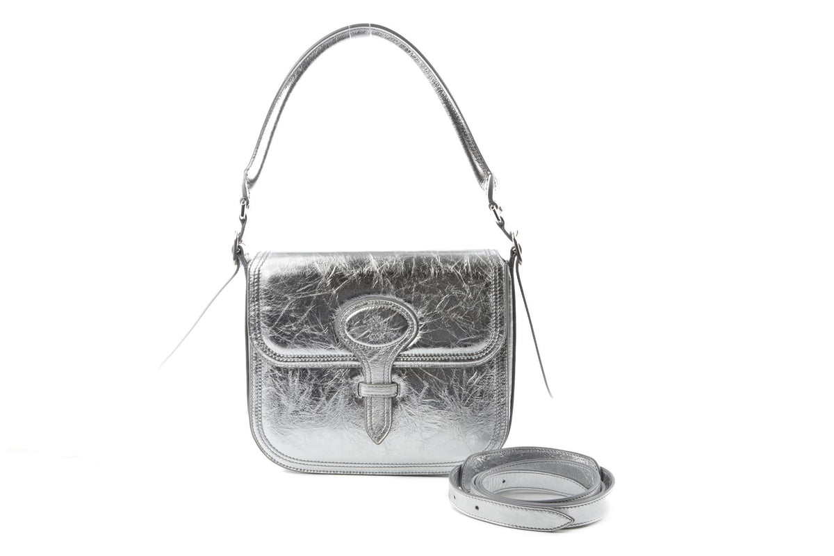 BALLY SILVER BECKETT LEATHER SHOULDER BAG