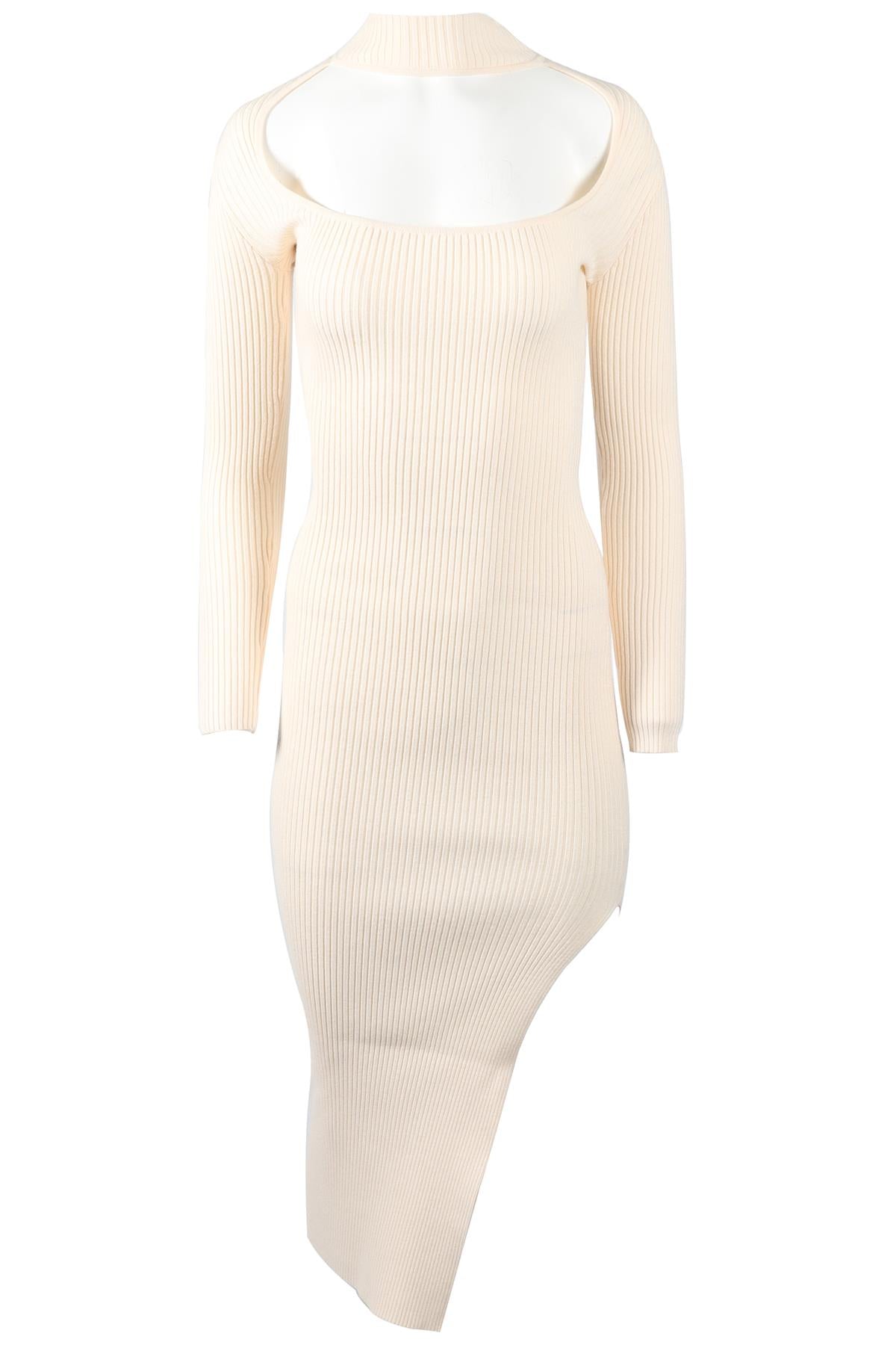 JONATHAN SIMKHAI CREAM RIBBED MODAL BLEND MAXI DRESS XSMALL