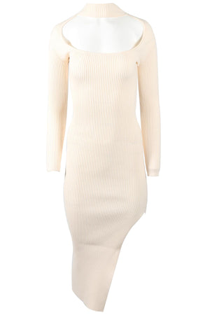 JONATHAN SIMKHAI CREAM RIBBED MODAL BLEND MAXI DRESS XSMALL