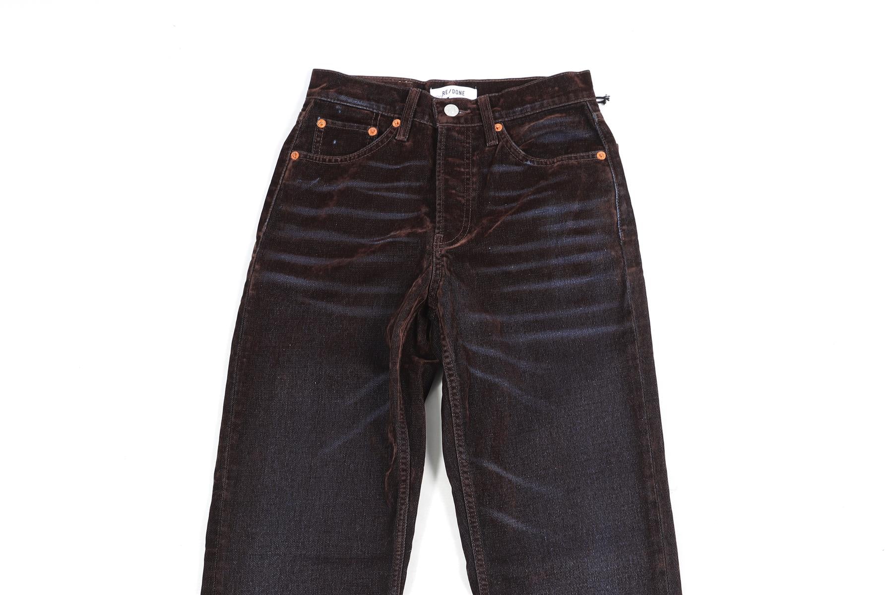 RE/DONE BROWN HIGH RISE STRAIGHT LEG JEANS W24 UK 6