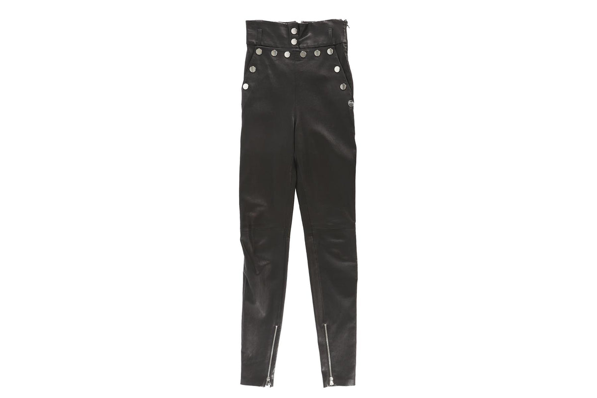 SKIIM BLACK LEATHER SKINNY PANTS FR 34 UK 6