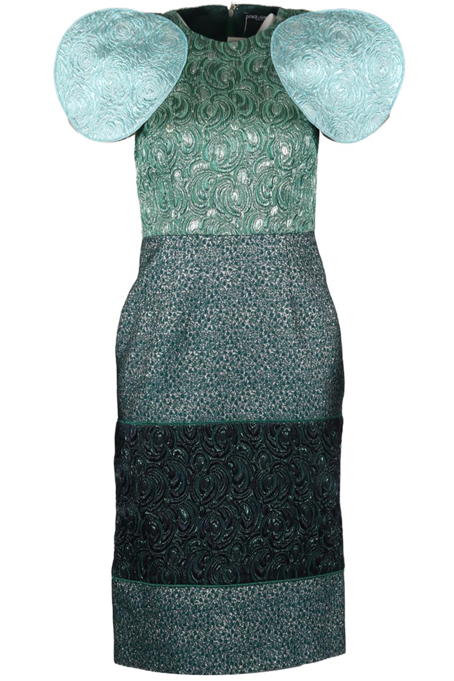 DOLCE AND GABBANA METALLIC BROCADE MIDI DRESS IT 40 UK 8
