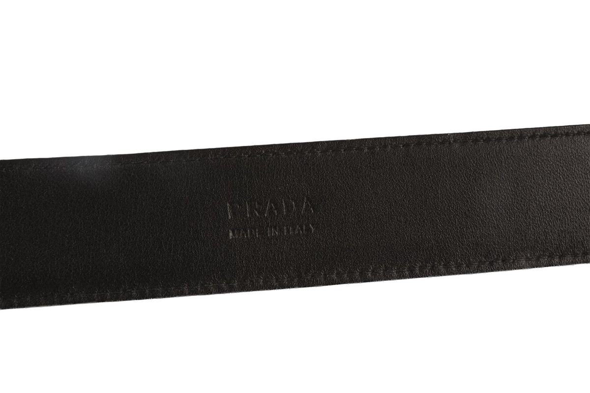 PRADA BLACK MEN'S LEATHER BELT 85CM