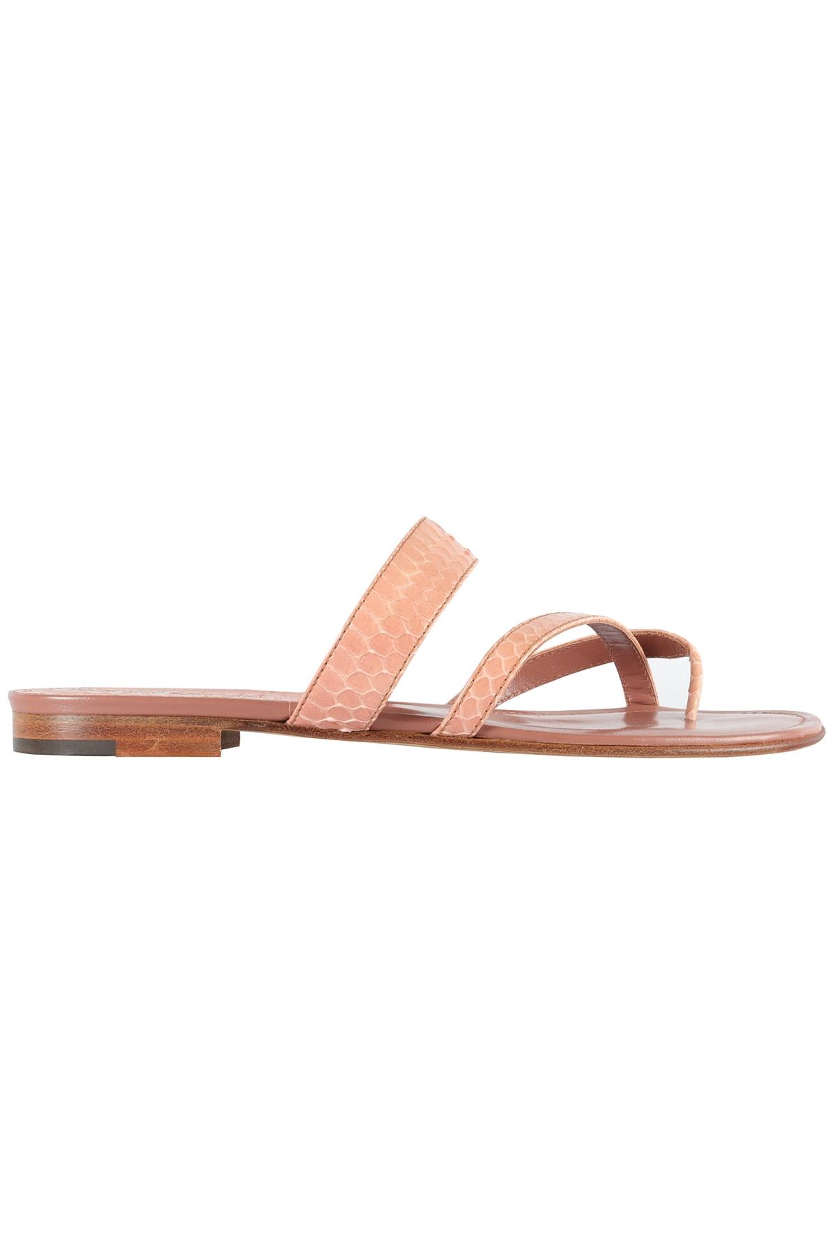 MANOLO BLAHNIK PINK SNAKESKIN SANDALS EU 40 US 7 UK 10