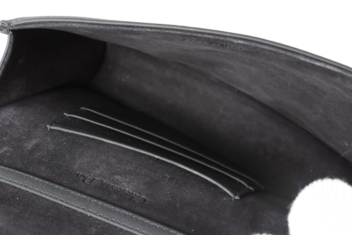 CHRISTIAN DIOR BLACK DIORAMA ULTRAMATTE LEATHER CLUTCH WITH CHAIN