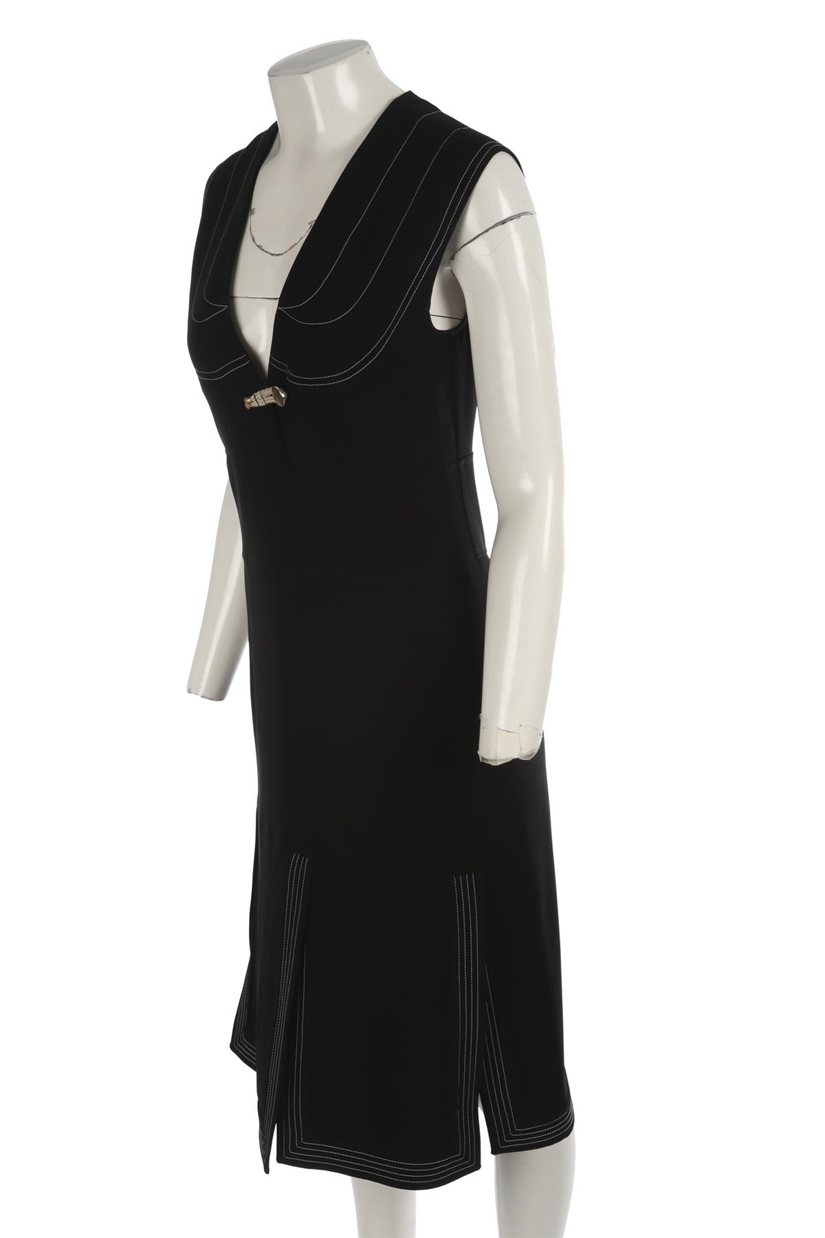 ALTUZARRA BLACK CREPE MIDI DRESS IT 38 UK 6