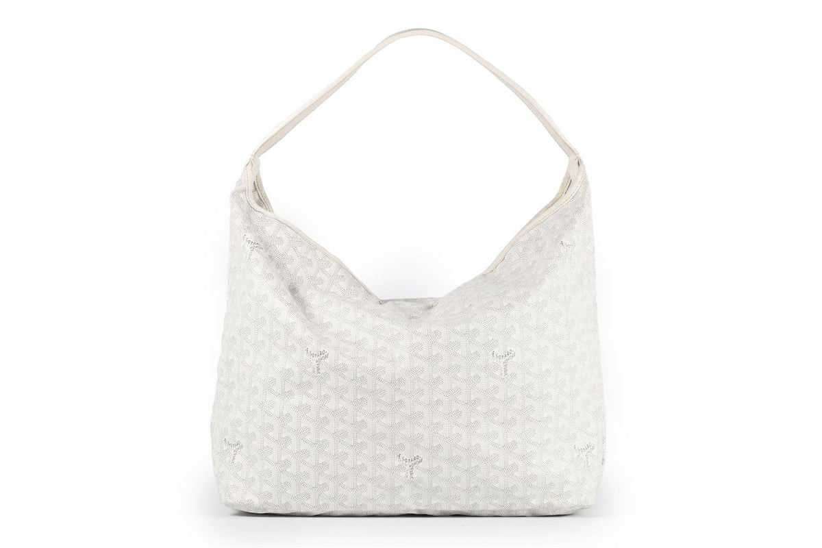GOYARD WHITE BOHÈME HOBO COATED CANVAS SHOULDER BAG