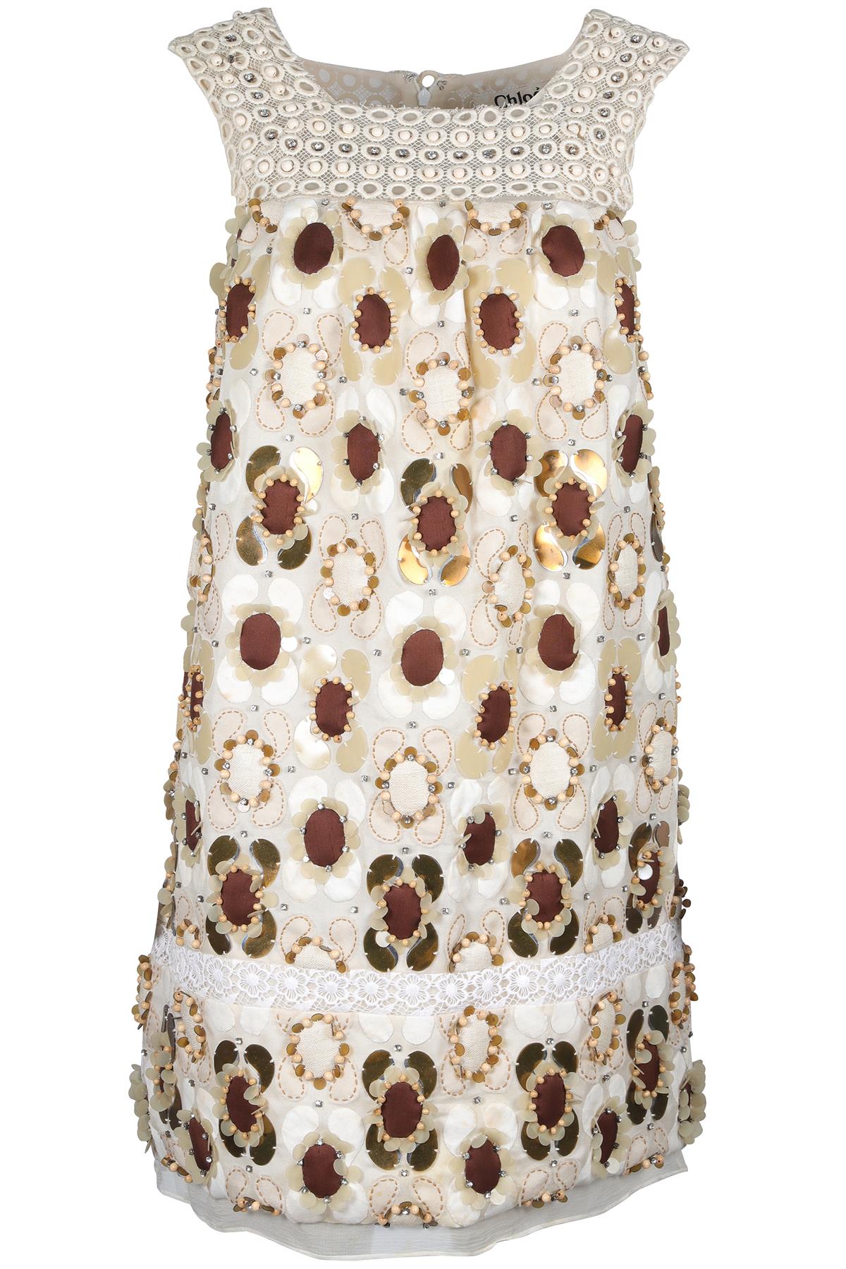 CHLOÉ CREAM 2007 SILK MINI DRESS FR 36 UK 8