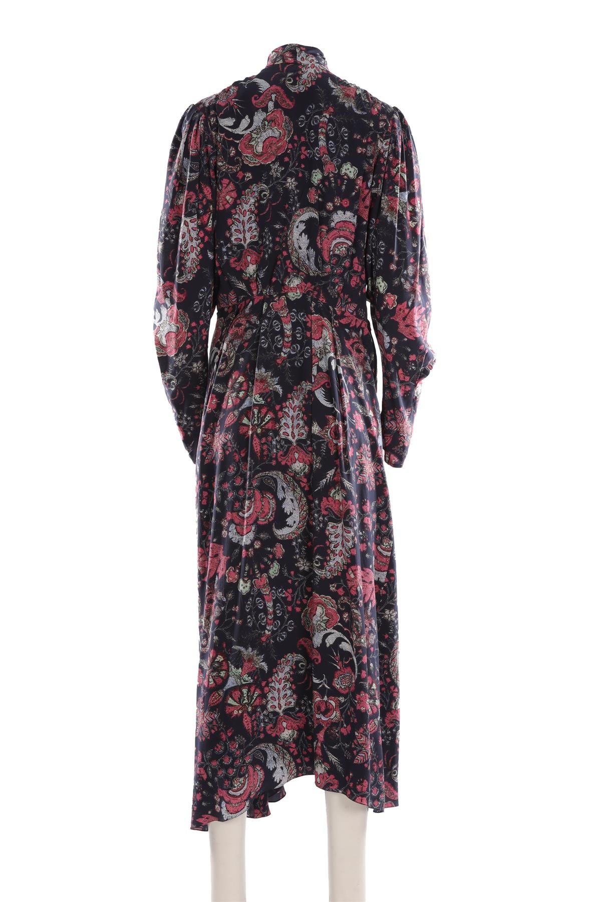 ISABEL MARANT NAVY SILK MAXI DRESS FR 42 UK 14