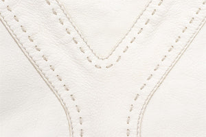 YVES SAINT LAURENT WHITE REVERSIBLE DOUBLE SAC Y LEATHER TOTE BAG