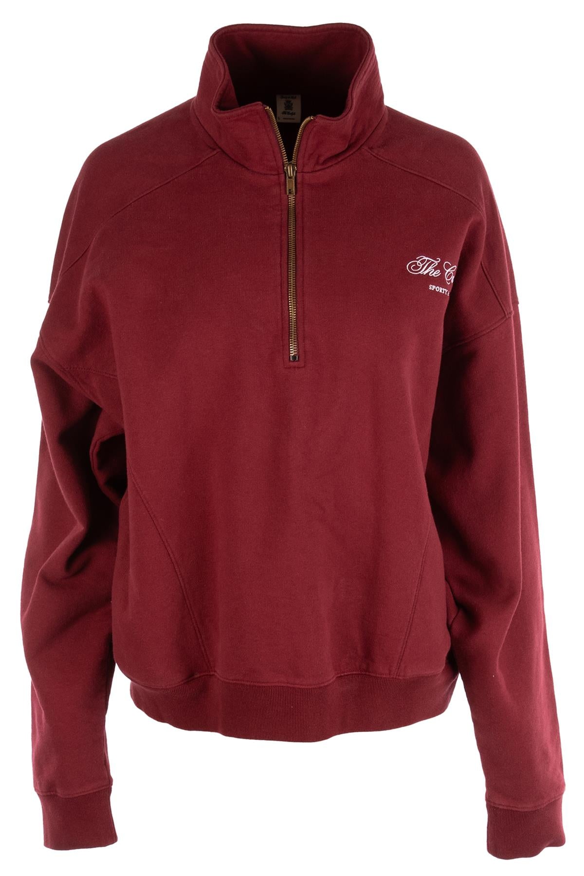 SPORTY & RICH + THE CARLYLE BURGUNDY COTTON SWEATSHIRT MEDIUM