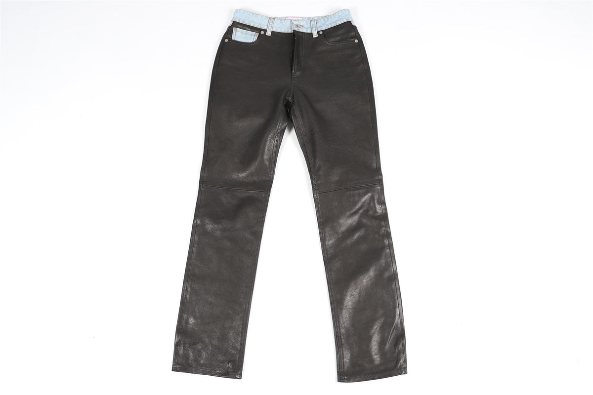 HALFBOY BLACK LEATHER STRAIGHT LEG PANTS SMALL