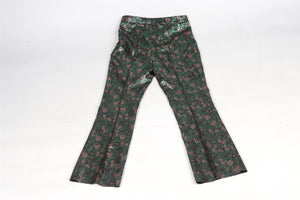 PRADA GREEN JACQUARD STRAIGHT LEG PANTS XSMALL