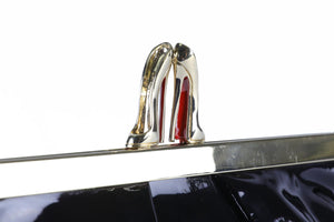 CHRISTIAN LOUBOUTIN BLACK MISS LOUBI PATENT LEATHER CLUTCH