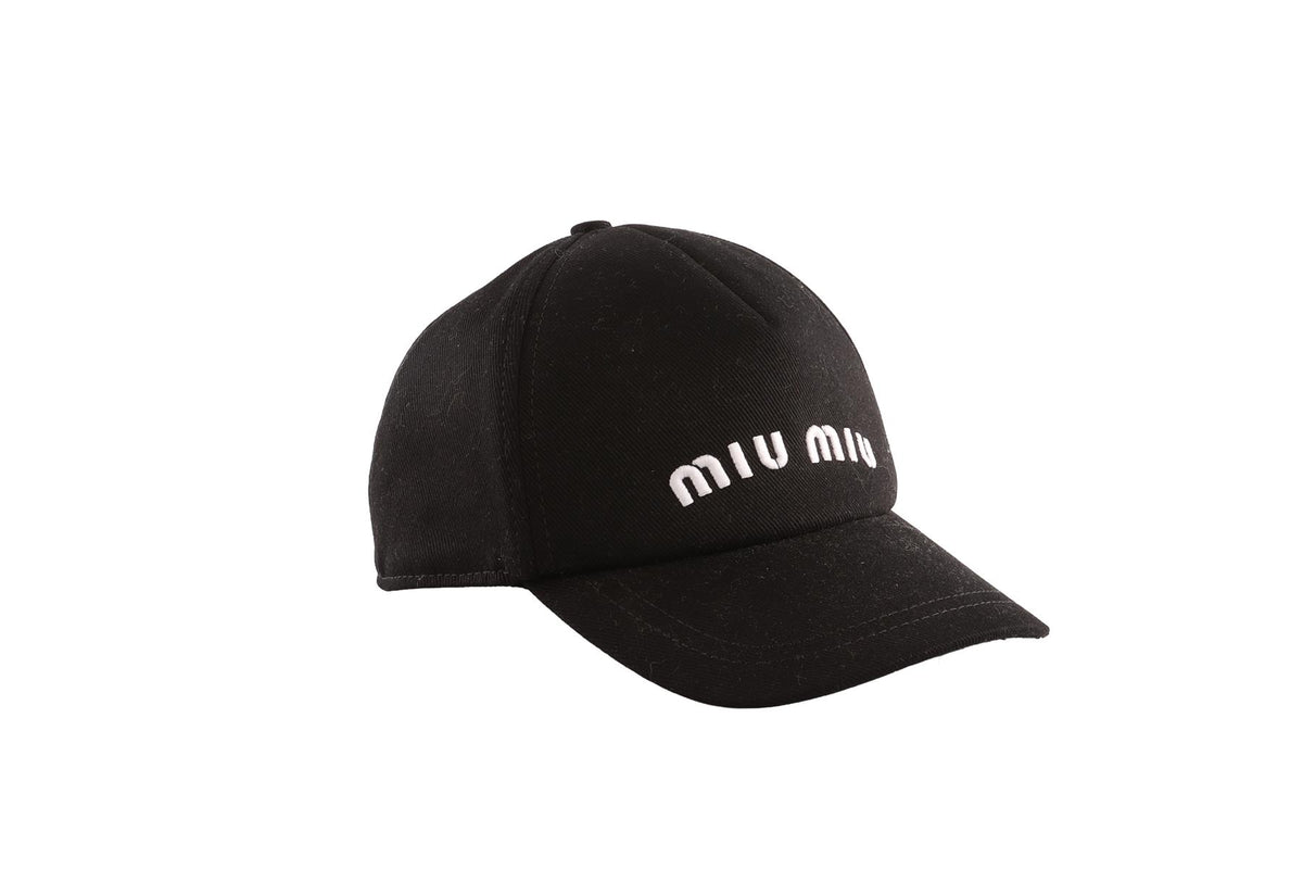MIU MIU BLACK COTTON BASEBALL CAP MEDIUM