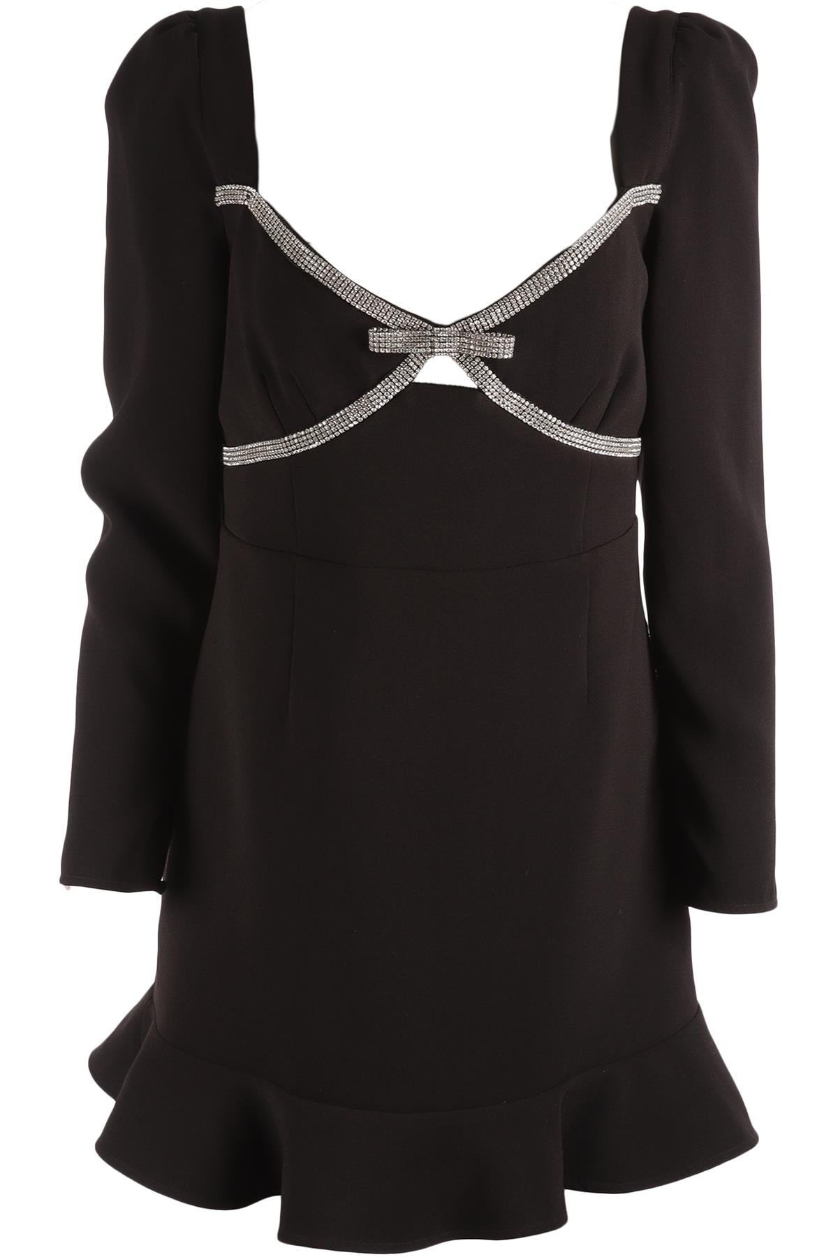 SELF-PORTRAIT BLACK KNIT MINI DRESS UK 14