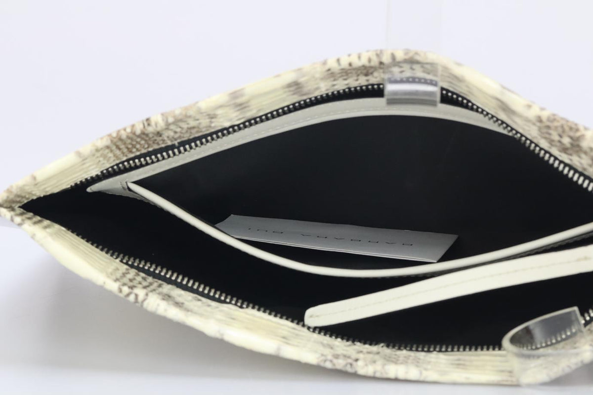BARBARA BUI PYTHON AND LEATHER CLUTCH