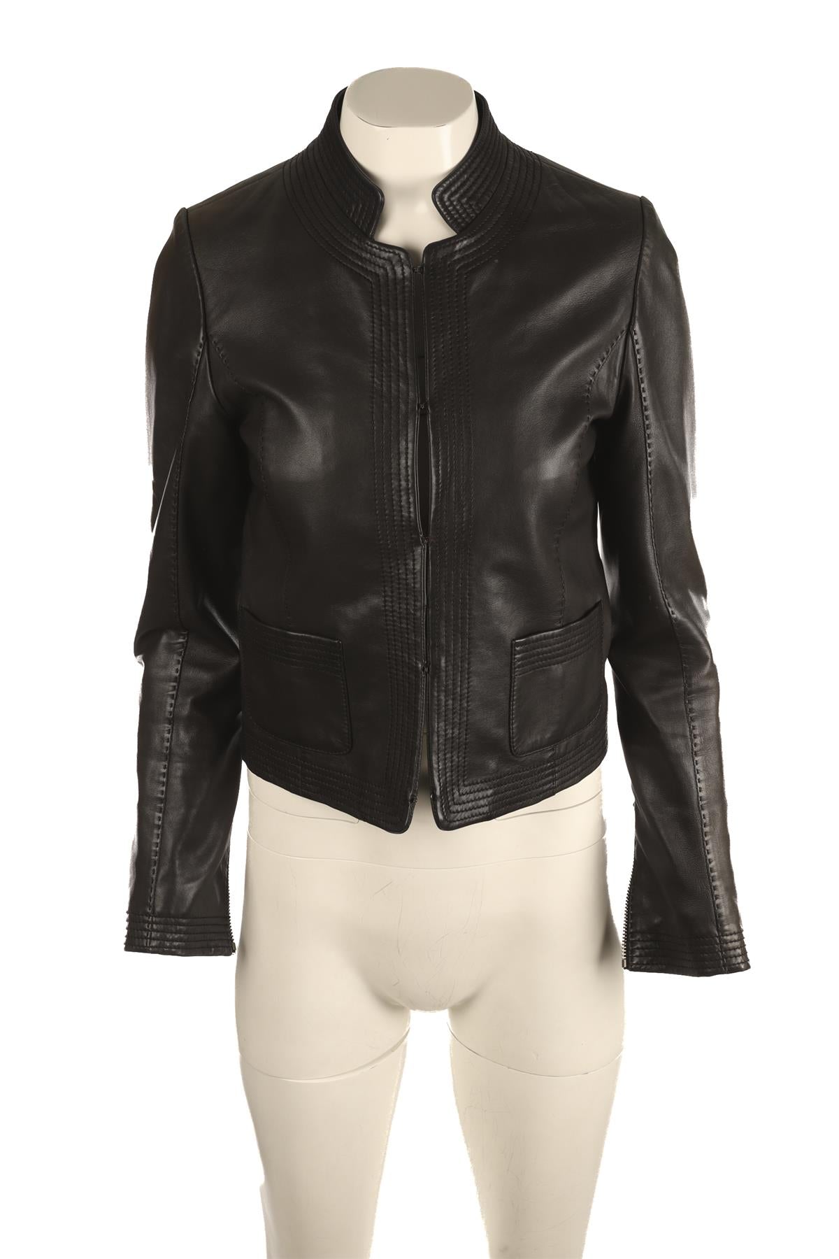 BARBARA BUI BLACK LEATHER JACKET IT 40 UK 8