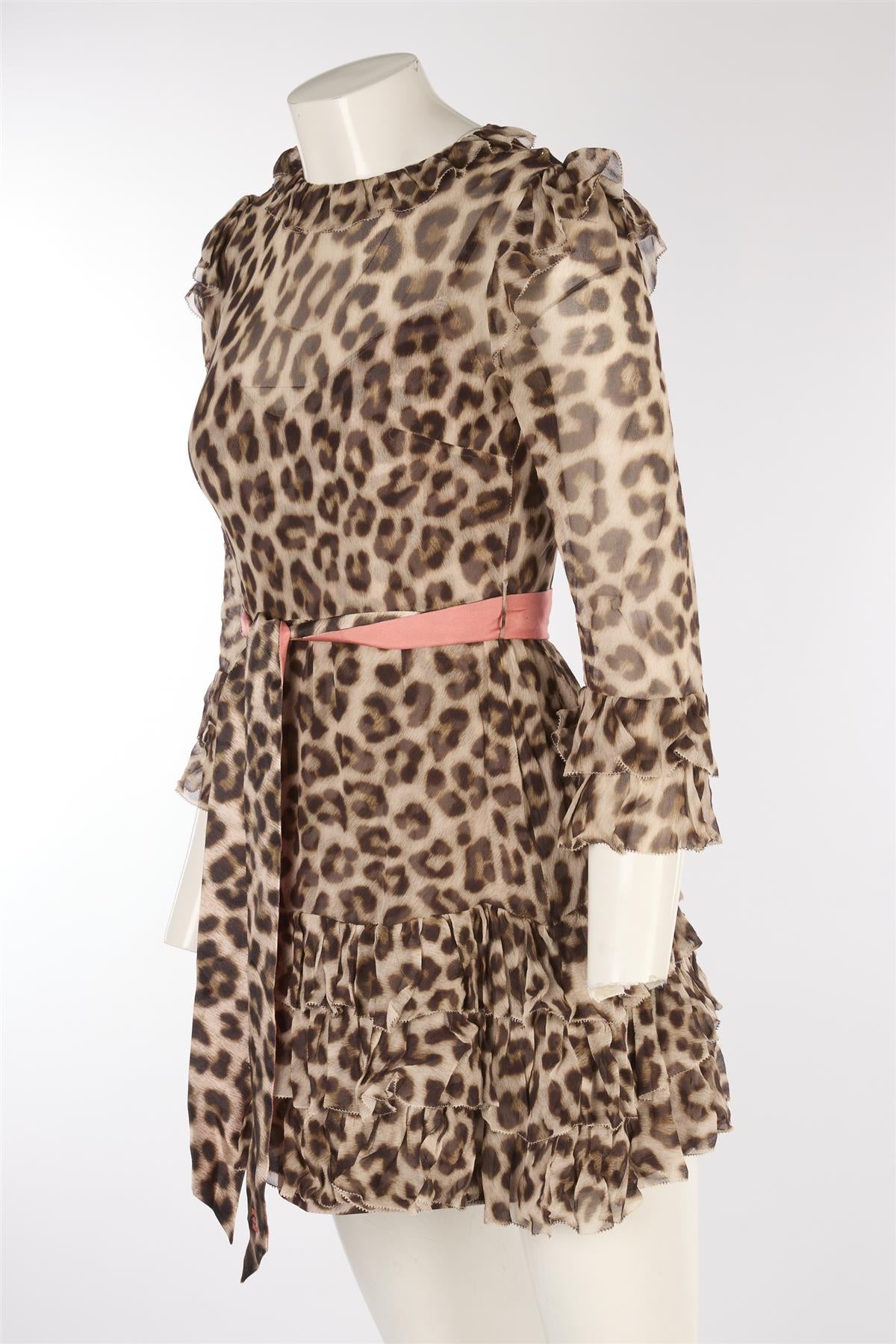 ZIMMERMANN BROWN SILK MINI DRESS UK 8