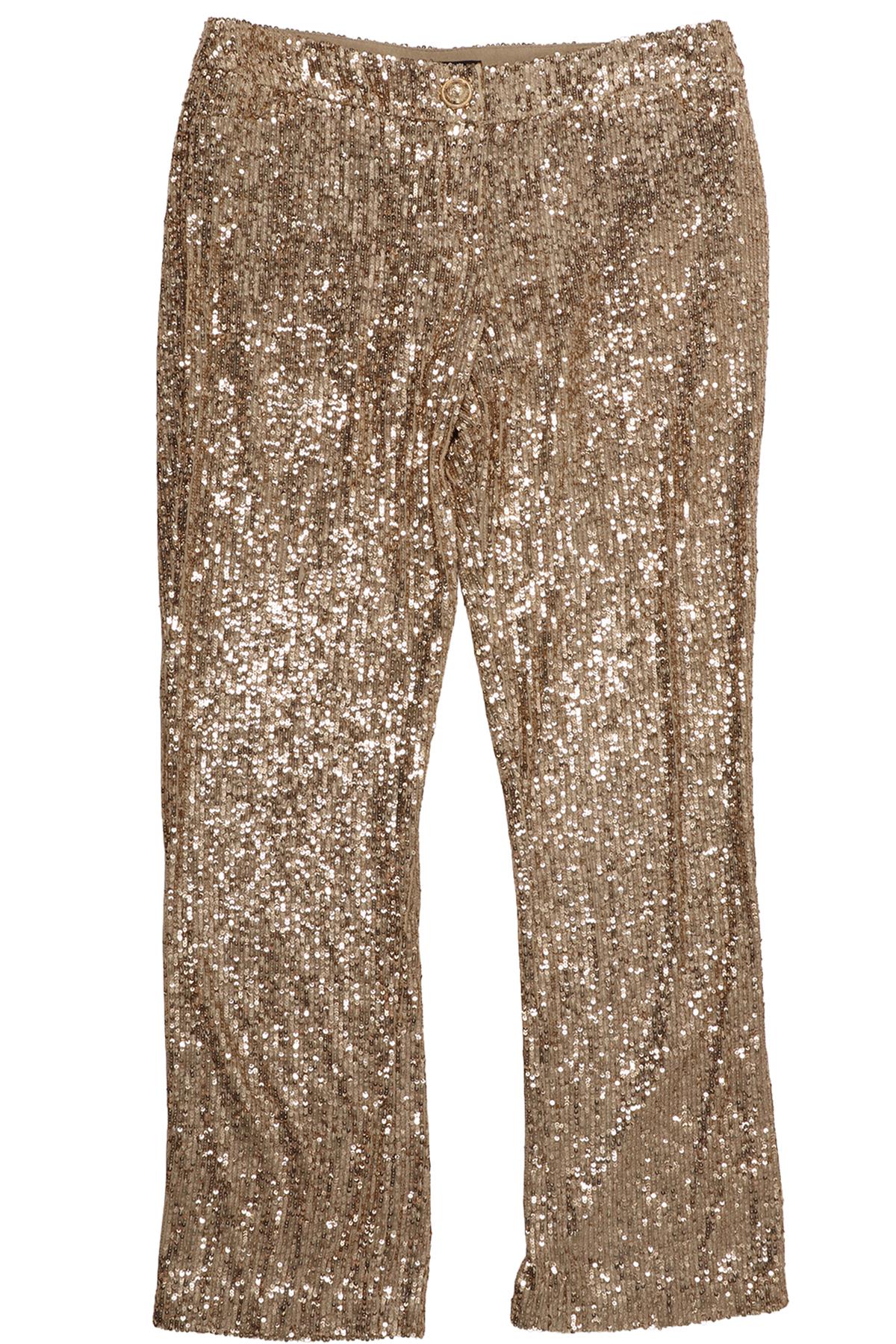 BALMAIN GOLD SEQUIN STRAIGHT LEG PANTS FR 38 UK 10