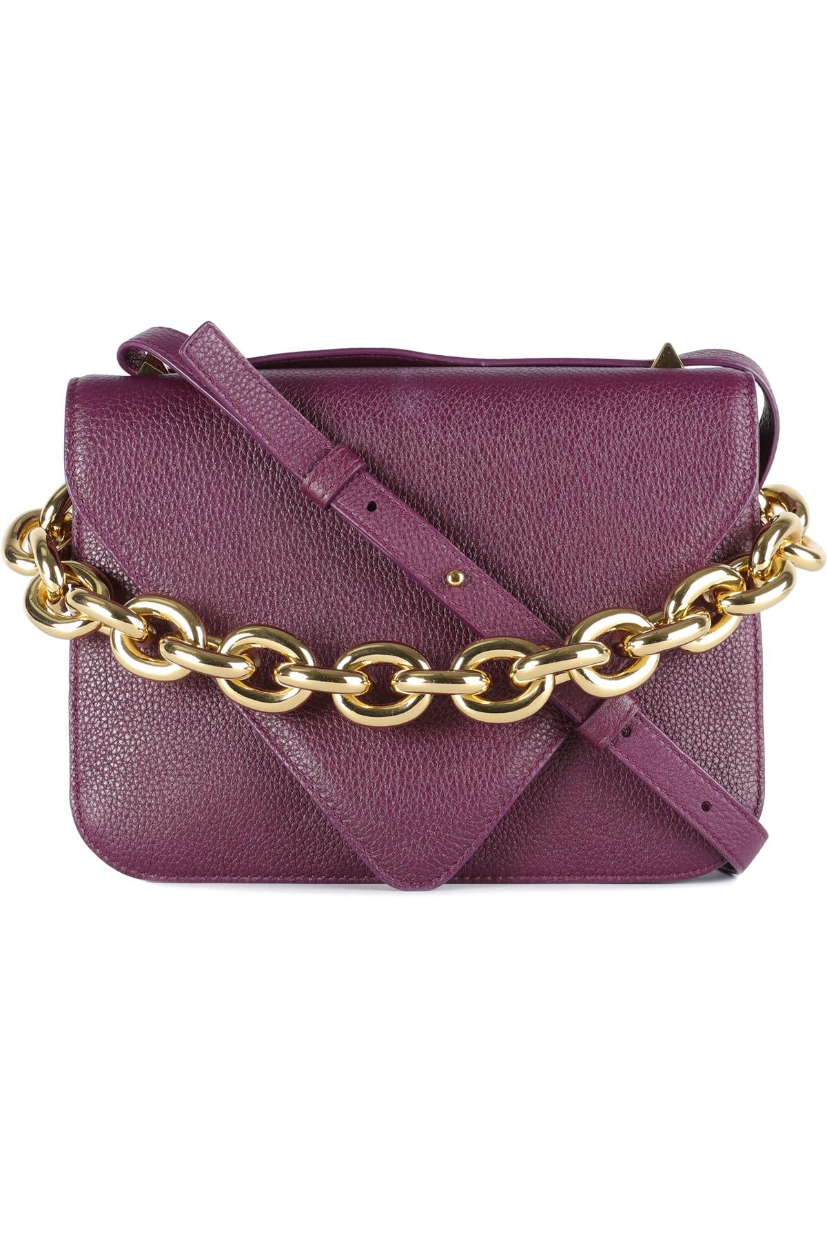 BOTTEGA VENETA PURPLE MOUNT SMALL LEATHER SHOULDER BAG
