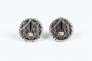 ALESSANDRA RICH SILVER TONE AND FAUX PEARL CLIP EARRINGS