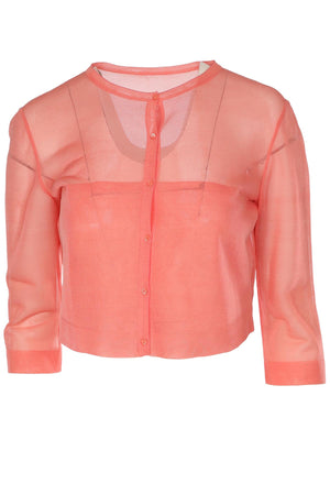 ALAÏA PINK KNIT CARDIGAN SMALL