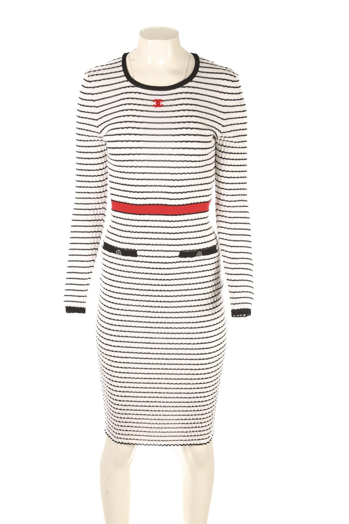 CHANEL WHITE 2024 COTTON MIDI DRESS FR 38 UK 10