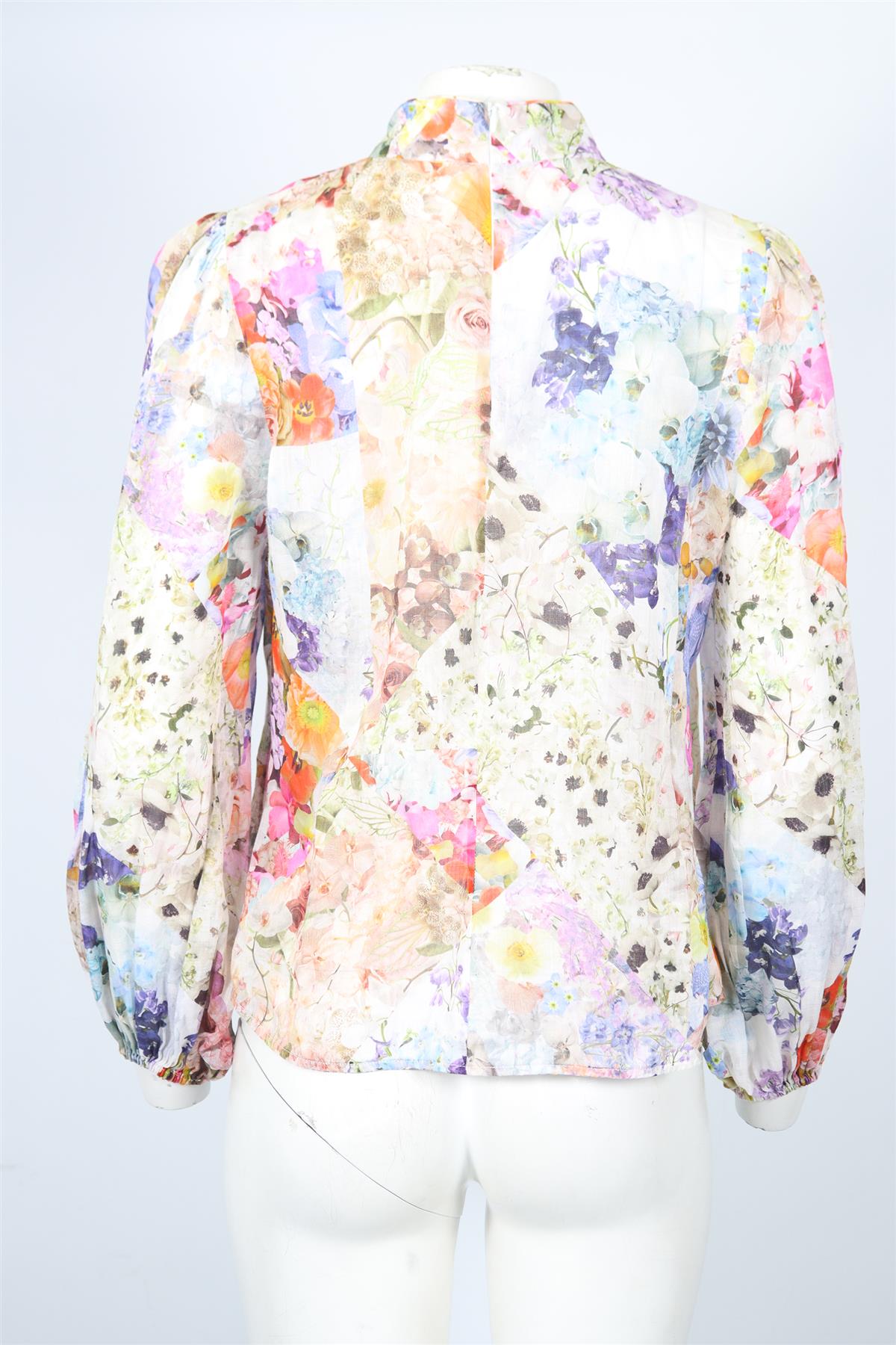 ZIMMERMANN FLORAL PRINT LINEN SHIRT UK 14