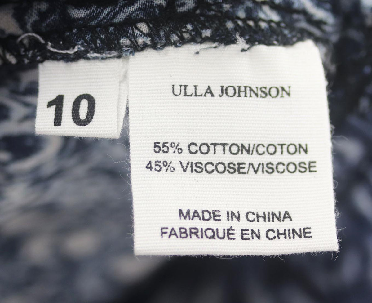 ULLA JOHNSON NOUMI RUFFLED PRINTED COTTON BLEND VOILE MINI DRESS US 10 UK 14