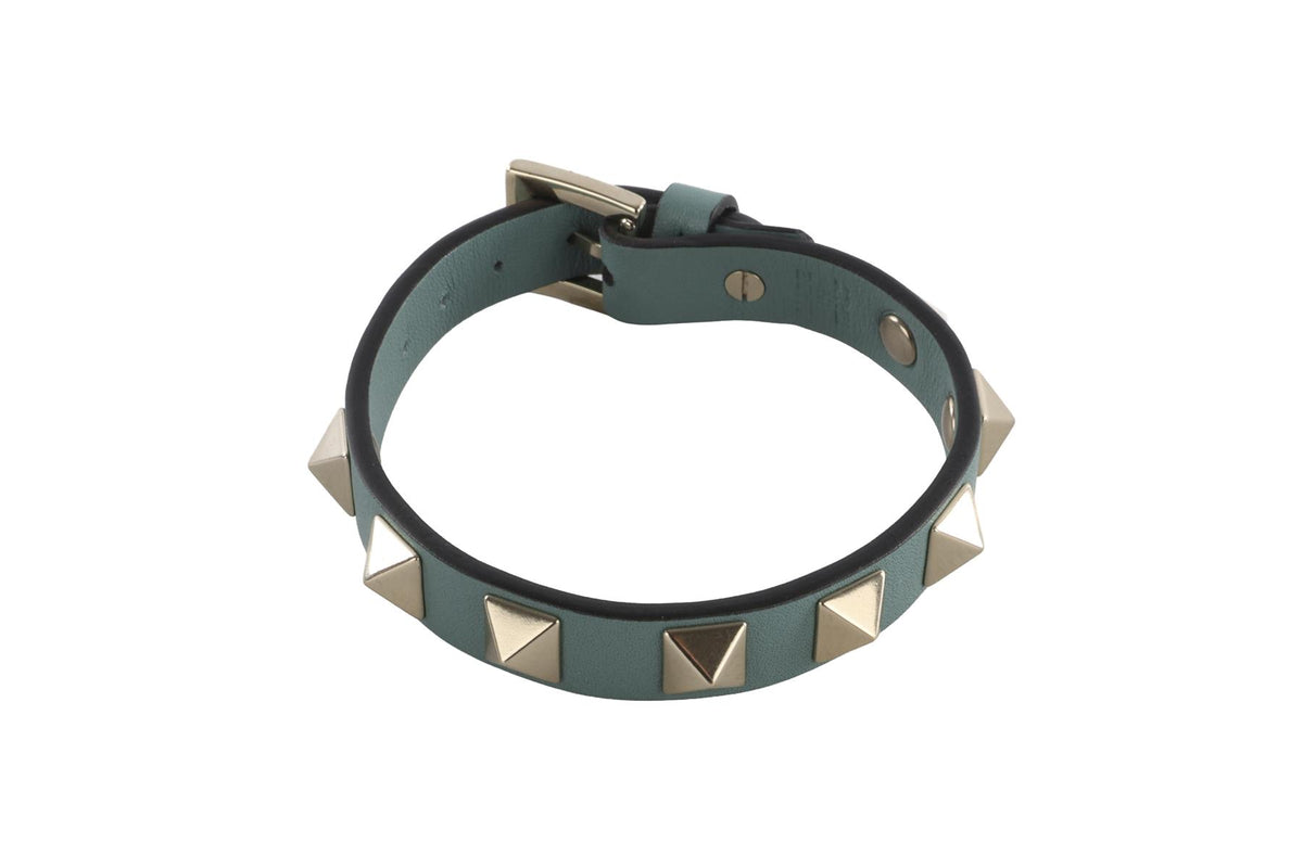 VALENTINO GARAVANI BLUE ROCKSTUD LEATHER BRACELET