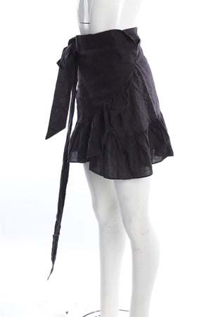 ISABEL MARANT ETOILE BLACK LINEN MINI SKIRT FR 36 UK 8