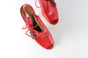 MANOLO BLAHNIK RED LEATHER SANDALS EU 40 UK 7 US 10