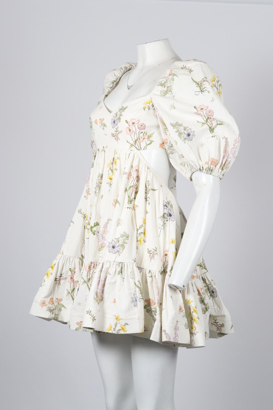 ZIMMERMANN FLORAL PRINT COTTON BLEND MINI DRESS UK 12