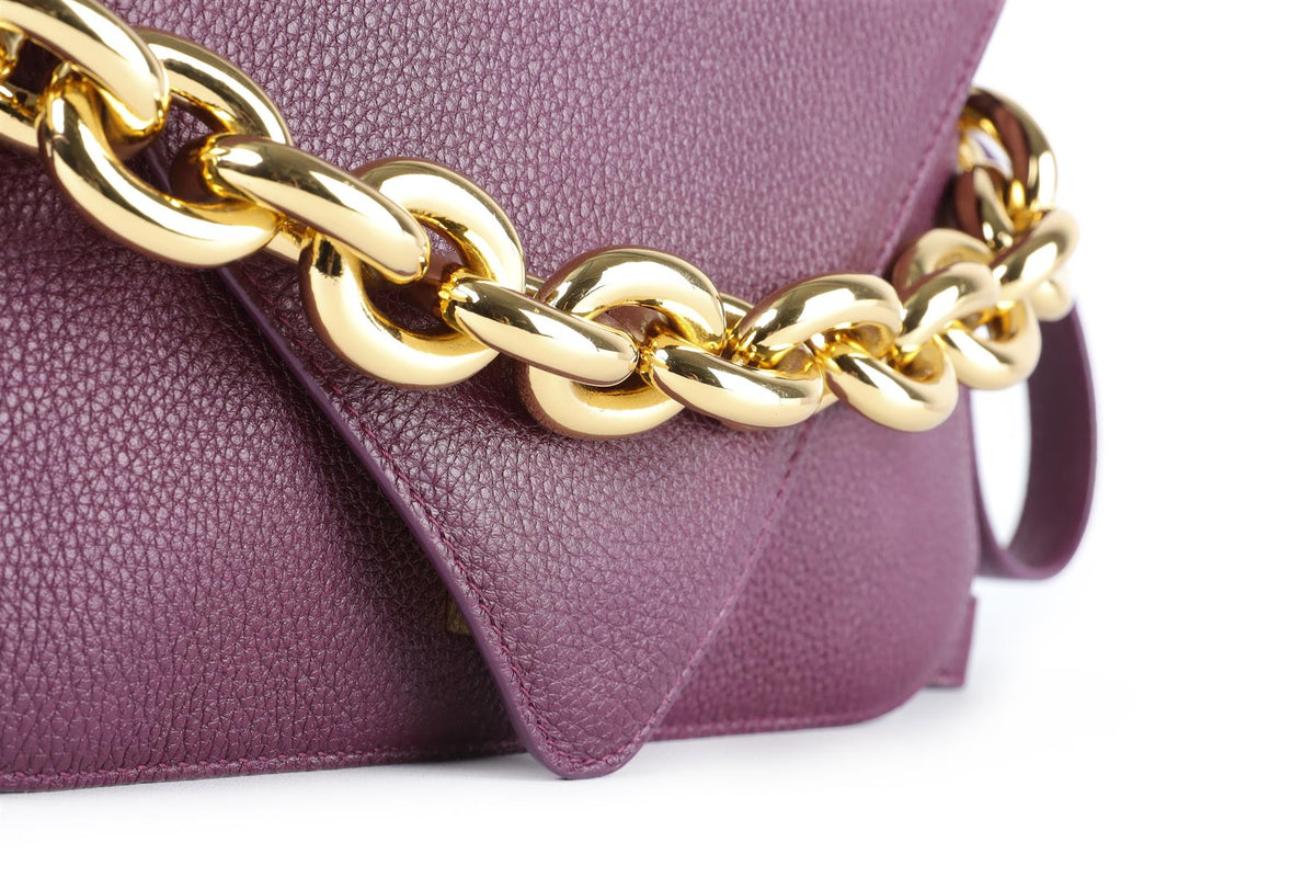 BOTTEGA VENETA PURPLE MOUNT SMALL LEATHER SHOULDER BAG