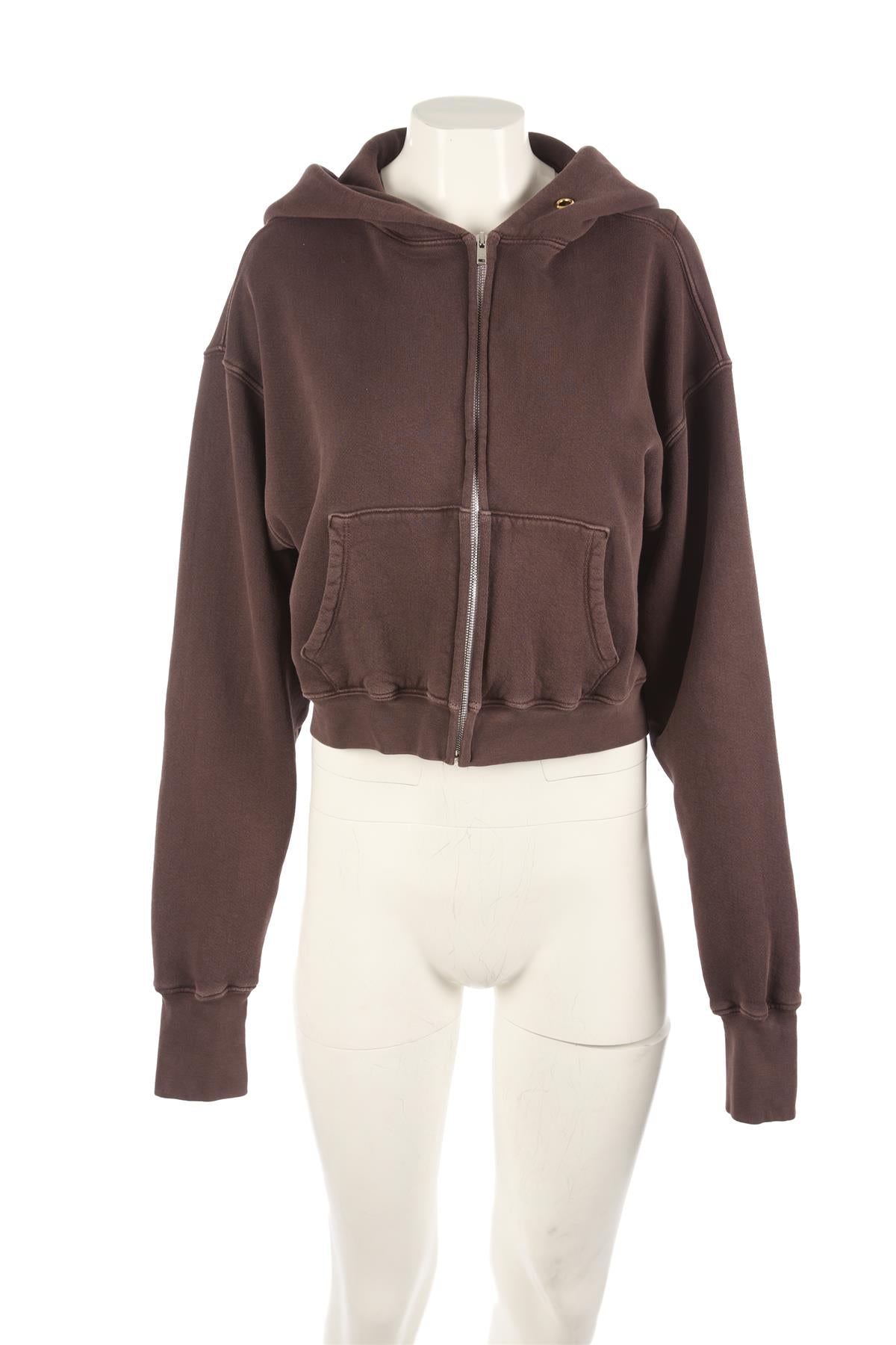 LES TIEN BROWN COTTON HOODIE MEDIUM