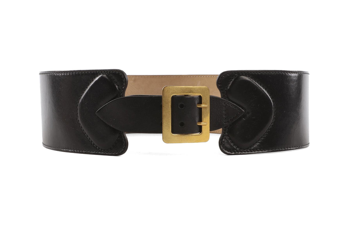 ALEXANDER MCQUEEN BLACK LEATHER WAIST BELT 75CM