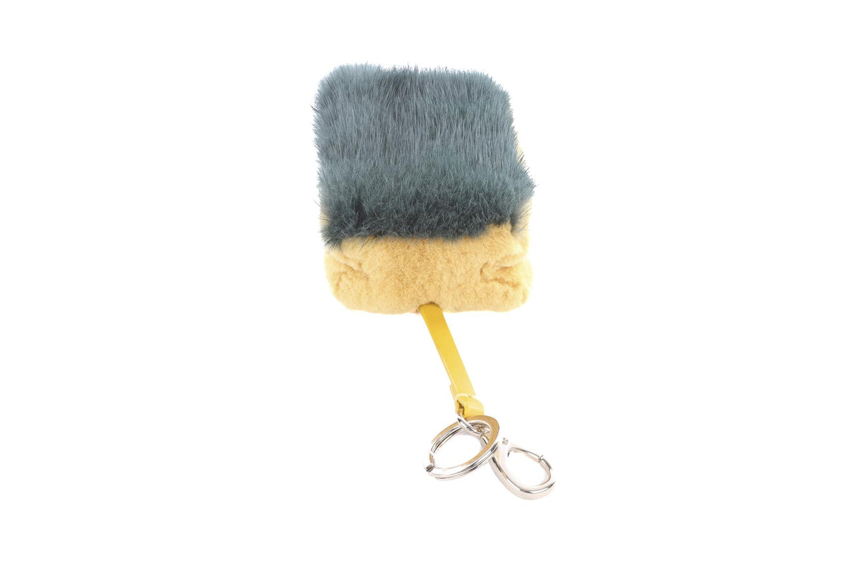 ANYA HINDMARCH YELLOW SCOURER SPONGE FUR KEY CHAIN