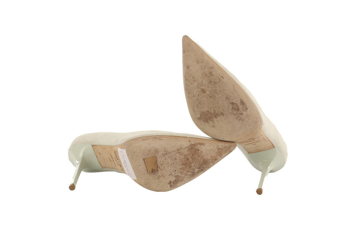 JIMMY CHOO GREEN SUEDE PUMPS EU 38 UK 5 US 8
