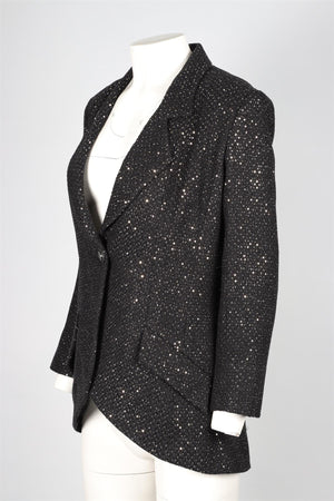 CHANEL BLACK 2011 SEQUIN AND COTTON BLAZER FR 38 UK 10