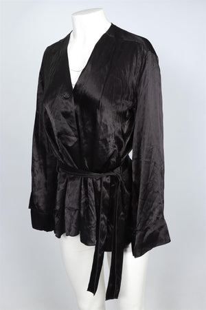 GIADA FORTE BLACK SATIN TOP IT 42 UK 10