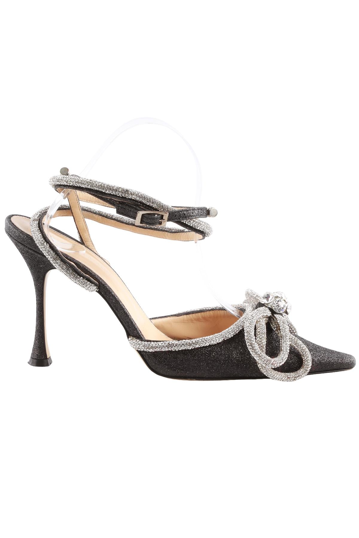 MACH & MACH BLACK CRYSTAL AND FABRIC PUMPS EU 39 UK 6 US 9